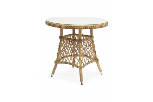 «Эспрессо» плетеный круглый стол, диаметр 80 см, цвет соломенный